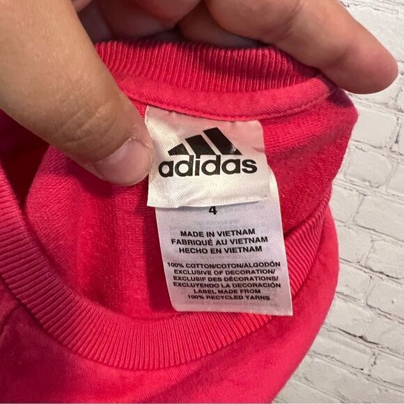 Adidas Toddler Girls Long Sleeve Sweater Top Size 4 Pink Logo Embroidered - Picture 6 of 7